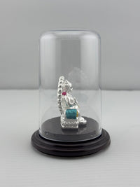 Load image into Gallery viewer, Lakshmi Ji on Sinhasan 99.9% Pure Silver Idol(7 g) in Acrylic Dome

