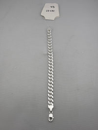 Load image into Gallery viewer, Silver Diamond Cut Curb Link Bracelet 925 – Faceted Flat Chain | 8 mm with Multiple Lengths
