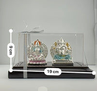 Load image into Gallery viewer, 999 Pure Silver Ganesha &amp; Lakshmi Idol 93gm – Divine Prosperity Murti for Home Mandir
