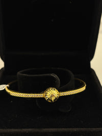 Load image into Gallery viewer, 925 Sterling Silver Gold Plated Sunburst CZ Open Bangle Bracelet
