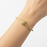 Load image into Gallery viewer, 925 Sterling Silver Gold Plated Sunburst CZ Open Bangle Bracelet
