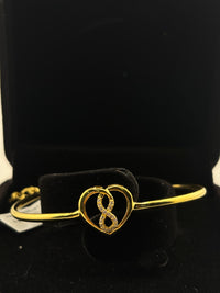 Load image into Gallery viewer, 925 Sterling Silver Gold Plated Heart Infinity Open Bangle Bracelet
