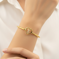 Load image into Gallery viewer, 925 Sterling Silver Gold Plated Heart Infinity Open Bangle Bracelet
