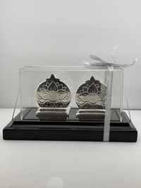 Load image into Gallery viewer, 999 Pure Silver Ganesha &amp; Lakshmi Idol 93gm – Divine Prosperity Murti for Home Mandir
