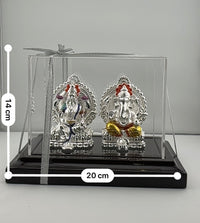Load image into Gallery viewer, 999 Pure Silver Ganesha &amp; Lakshmi Idol 136gm – Grand Prosperity Murti for Home Mandir
