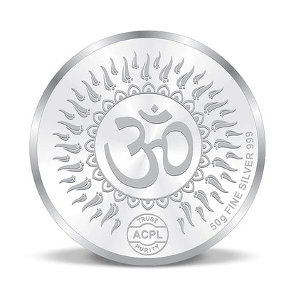 999 Fine Silver Lakshmi Ganesha Coin with Om – 50g