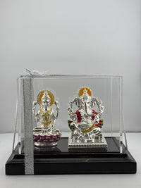 Load image into Gallery viewer, 999 Pure Silver Ganesha &amp; Lakshmi Idol 95gm – Auspicious Prosperity Murti for Temple Décor
