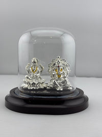 Load image into Gallery viewer, 999 Pure Silver Ganesha &amp; Lakshmi Idol 15gm – Prosperity Murti for Diwali &amp; Temple Décor
