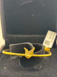 Load image into Gallery viewer, 925 Sterling Silver Gold Plated Bird CZ Open Bangle Bracelet
