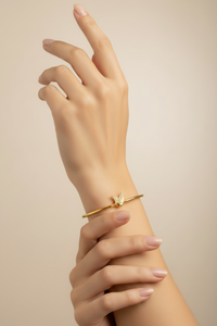 Load image into Gallery viewer, 925 Sterling Silver Gold Plated Bird CZ Open Bangle Bracelet
