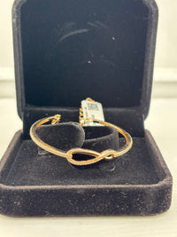 Load image into Gallery viewer, 925 Sterling Silver Gold Plated Infinity CZ Bangle Bracelet
