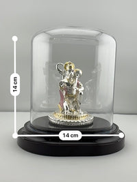 Load image into Gallery viewer, 999 Pure Silver Lord Hanuman Idol in Protective Acrylic Dome 33.31 gm  – Divine Bajrangbali Murti for Temple &amp; Pooja

