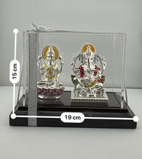 Load image into Gallery viewer, 999 Pure Silver Ganesha &amp; Lakshmi Idol 95gm – Auspicious Prosperity Murti for Temple Décor
