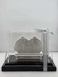 Load image into Gallery viewer, 999 Pure Silver Ganesha &amp; Lakshmi Idol 145gm in Protective Acrylic Dome – Large Prosperity Murti for Temple &amp; Gifting
