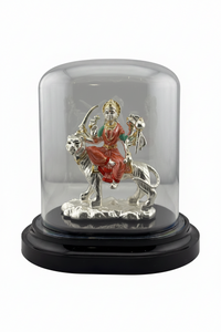 Load image into Gallery viewer, 999 Pure Silver Ambemata Idol in Protective Acrylic Dome 53.21 gm – Divine Amba Murti for Navratri &amp; Home Mandir
