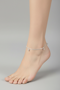 Load image into Gallery viewer, Bell Charm Minimal Silver Anklet – 99.9% Pure Silver – Weight:11g

