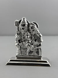 Load image into Gallery viewer, Sterling Silver Shiva Family Idol (20g) – 2D Shiv Parivar Murti for Home Mandir &amp; Housewarming Gift
