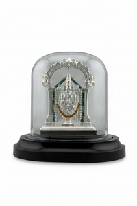 Load image into Gallery viewer, 999 Pure Silver Tirupati Balaji Idol in Protective Acrylic Dome – Lord Venkateswara Murti for Home Mandir &amp; Gifting
