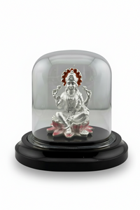 Load image into Gallery viewer, 999 Pure Silver Goddess Lakshmi Idol in Protective Acrylic Dome – Divine Laxmi Murti for Home Mandir &amp; Gifting 19G
