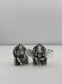 Load image into Gallery viewer, Silver Ganesh Lakshmi Idol 50gm – Spiritual Ganesh Lakshmi Murti for Temple Decor &amp; Festivals
