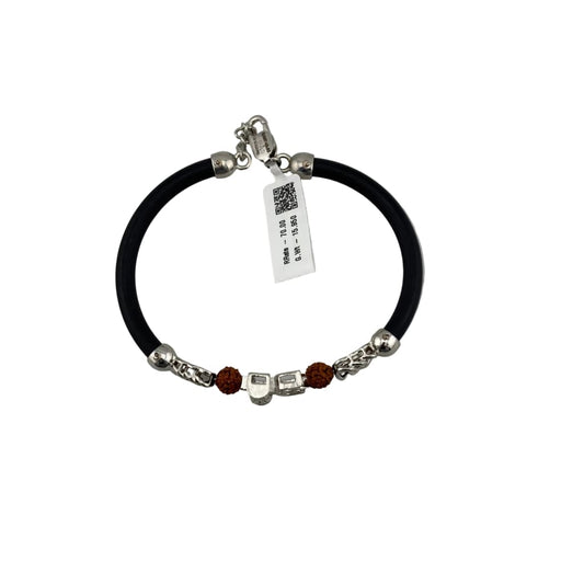 925 Silver Shiva Trishul Damru Nazariya Bracelet – Black
