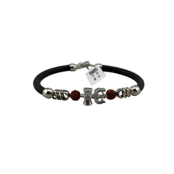 925 Silver Shiva Trishul Damru Nazariya Bracelet – Black Thread with Rudraksha silver idol