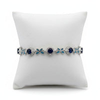 Load image into Gallery viewer, 925 Sterling Silver (92.5% purity) Floral CZ Link Bracelet
