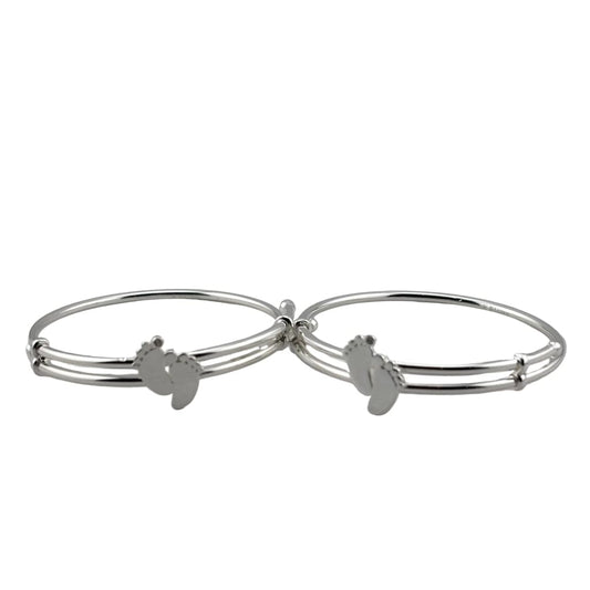 925 Sterling Silver Baby Bracelet Cute Foot Charm Kada