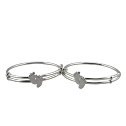 925 Sterling Silver Baby Bracelet Cute Foot Charm Kada Adjustable Baby Bangle