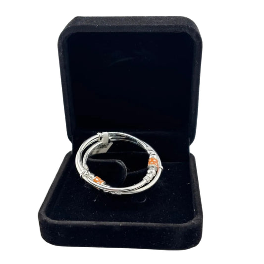 925 Sterling Silver Baby Kada Pair with Orange Charm Detail