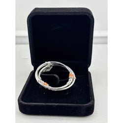 925 Sterling Silver Baby Kada Pair with Orange Charm Detail