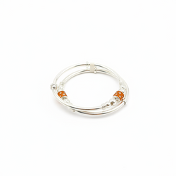 925 Sterling Silver Baby Kada Pair with Orange Charm Detail | 15g
