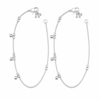 Load image into Gallery viewer, 925 sterling silver ball dangle anklet pair on pure white background
