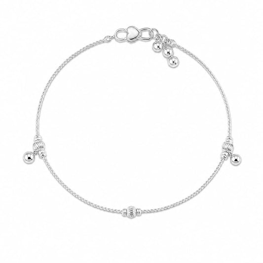 925 Sterling Silver Ball Station Kids Anklet – Single 4 g
