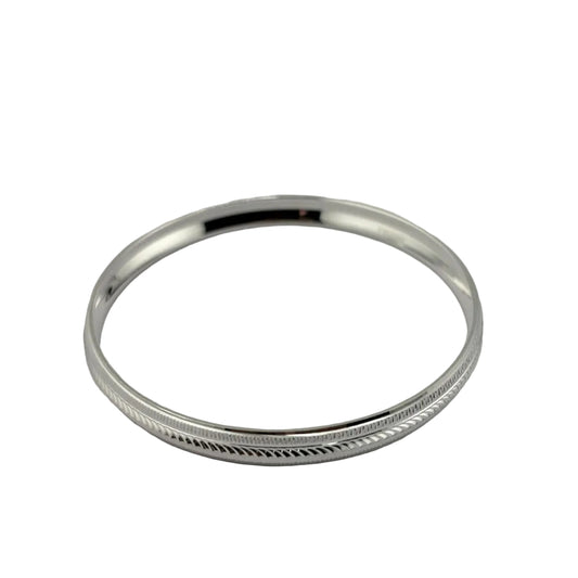 925 Sterling Silver Bar Segment Textured Bangle/Kada - 70mm