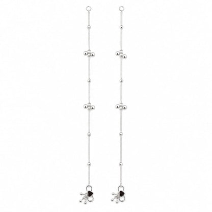 925 Sterling Silver Bead Cluster Adult Anklet Pair – 10