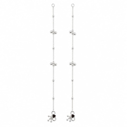 925 Sterling Silver Bead Cluster Adult Anklet Pair – 10