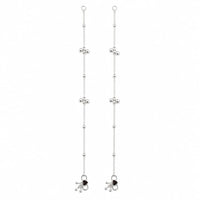 Load image into Gallery viewer, 925 sterling silver bead cluster adult anklet pair on white background
