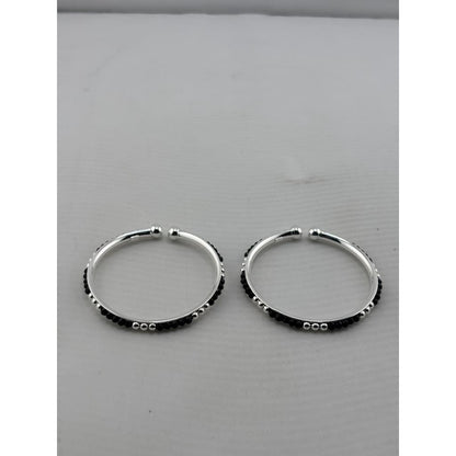 925 Sterling Silver Black Stone Kids Bangle Pair – 16.55g