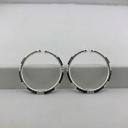 925 Sterling Silver Black Stone Kids Bangle Pair – 16.55g