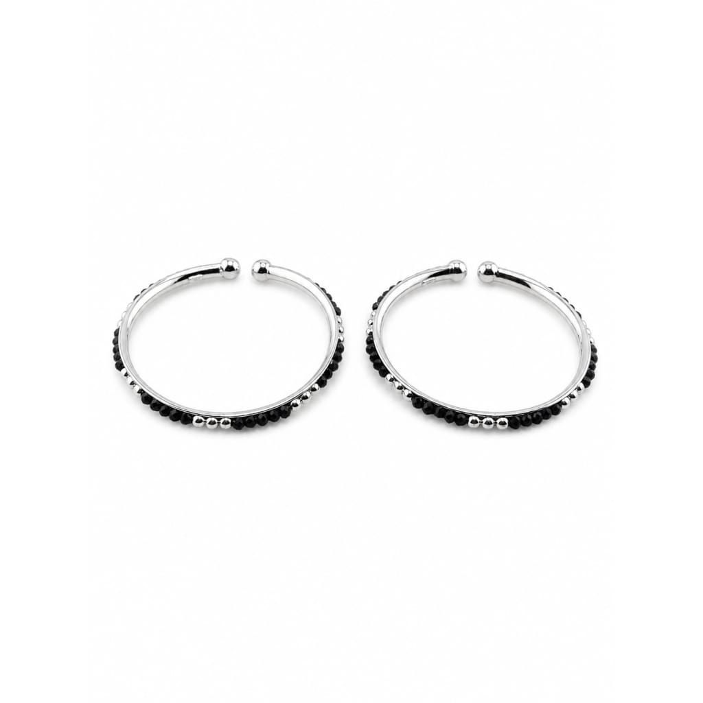 925 Sterling Silver Black Stone Kids Bangle Pair – 16.55g