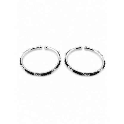 925 Sterling Silver Black Stone Kids Bangle Pair – 16.55g