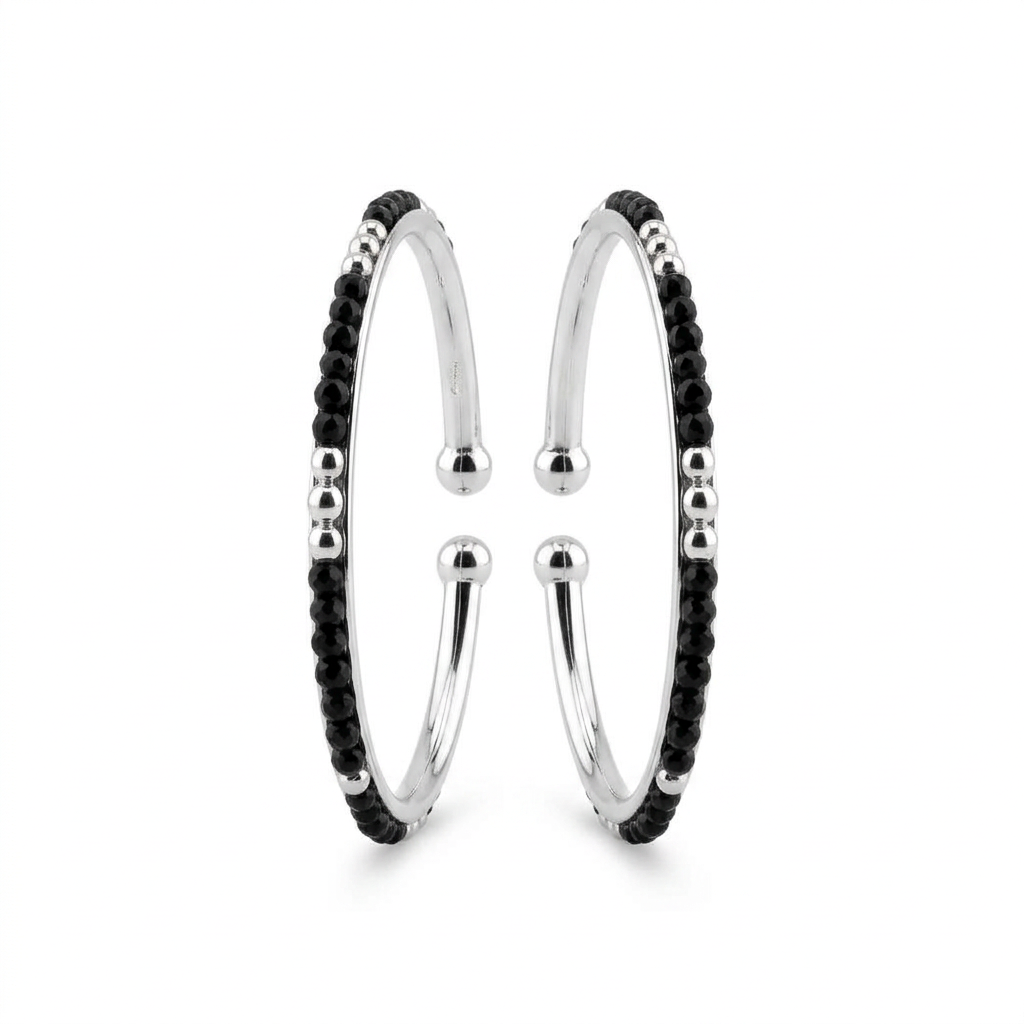 925 Sterling Silver Black Stone Kids Bangle Pair – 16.55g