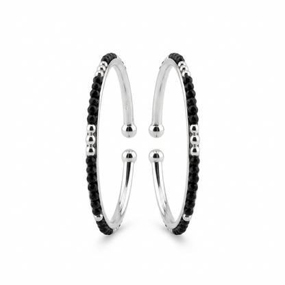 925 Sterling Silver Black Stone Kids Bangle Pair – 16.55g