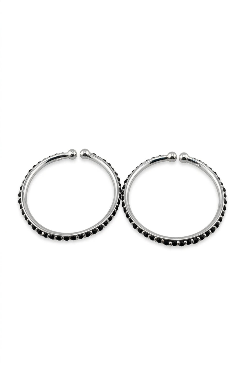 925 Sterling Silver Black Stone Kids Bangle Pair – 16.82g