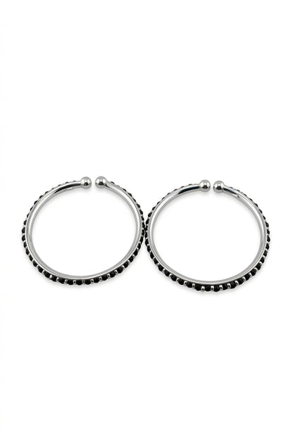 925 Sterling Silver Black Stone Kids Bangle Pair – 16.82g