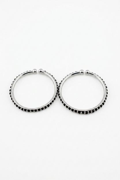 925 Sterling Silver Black Stone Kids Bangle Pair – 16.82g