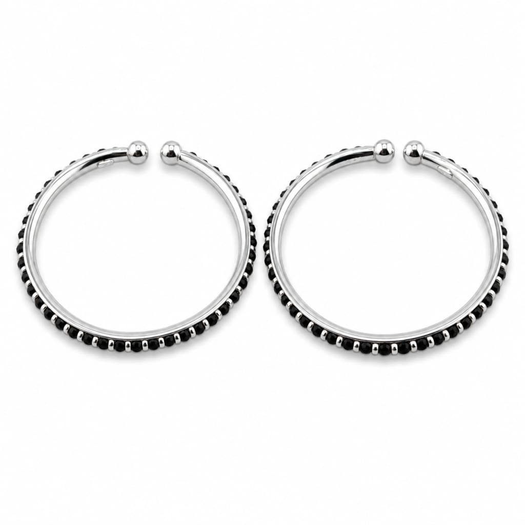 925 Sterling Silver Black Stone Kids Bangle Pair – 16.82g
