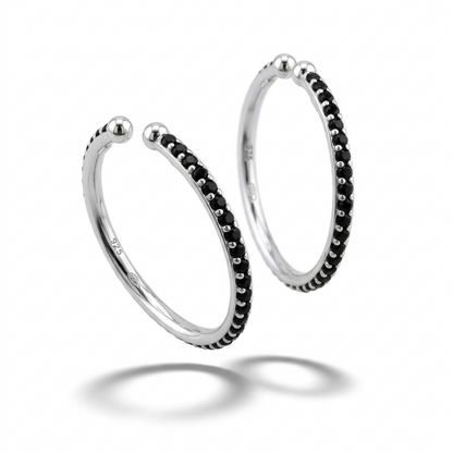 925 Sterling Silver Black Stone Kids Bangle Pair – 16.82g