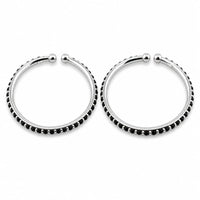 Load image into Gallery viewer, 925 sterling silver kids bangle pair with black stones
